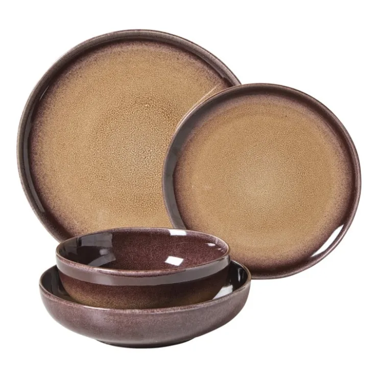 Xenos Schaaltje Olivia - bordeauxrood/beige - ø16.8x7 cm- Schalen