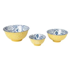 Xenos Schaaltje Sen - blauw/geel - ø12.3x5.8 cm- Tapasservies|Schalen