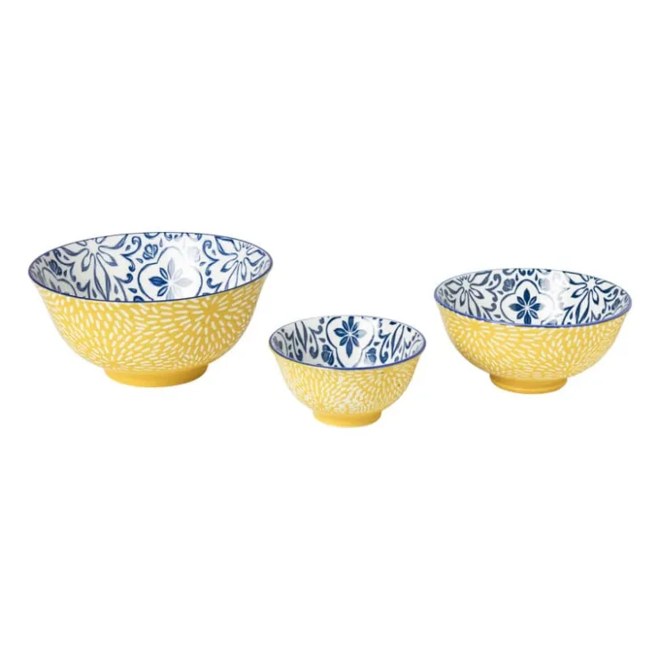 Xenos Schaaltje Sen - blauw/geel - ø12.3x5.8 cm- Tapasservies|Schalen