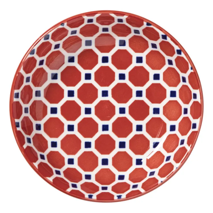 Xenos Schoteltje Anne - rood/blauw - ø9.7x2 cm- Thee Accessoires|Schalen