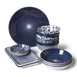 Xenos Schoteltje blue print - diamonds - ⌀9.5 cm- Sushi Servies|Tapasservies
