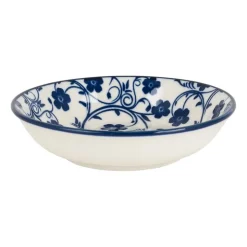Xenos Schoteltje blue print - flowers - ⌀9.5 cm- Sushi Servies|Schalen