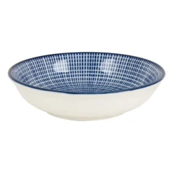 Xenos Schoteltje blue print - stripes - ⌀9.5 cm- Sushi Servies|Tapasservies