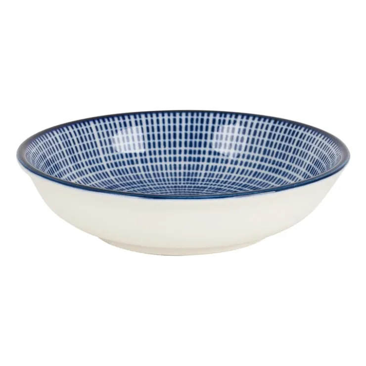 Xenos Schoteltje blue print - stripes - ⌀9.5 cm- Sushi Servies|Tapasservies