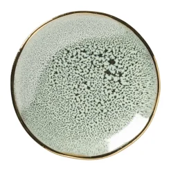 Xenos Schoteltje met gouden rand - groen - ø9 cm- Thee Accessoires