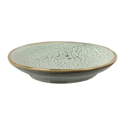 Xenos Schoteltje met gouden rand - groen - ø9 cm- Thee Accessoires
