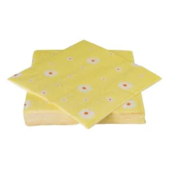 Xenos Servet bloem - geel/oranje - set van 12 - 33x33 cm- Servetten