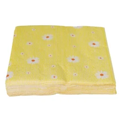 Xenos Servet bloem - geel/oranje - set van 12 - 33x33 cm- Servetten