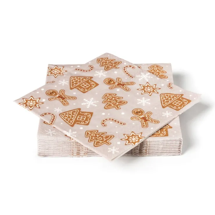 Xenos Servet Cookies - grijs - 33x33 cm- Kertservetten