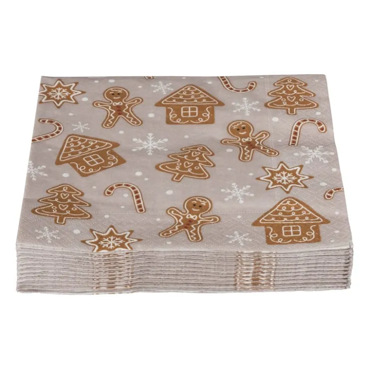 Xenos Servet Cookies - grijs - 33x33 cm- Kertservetten