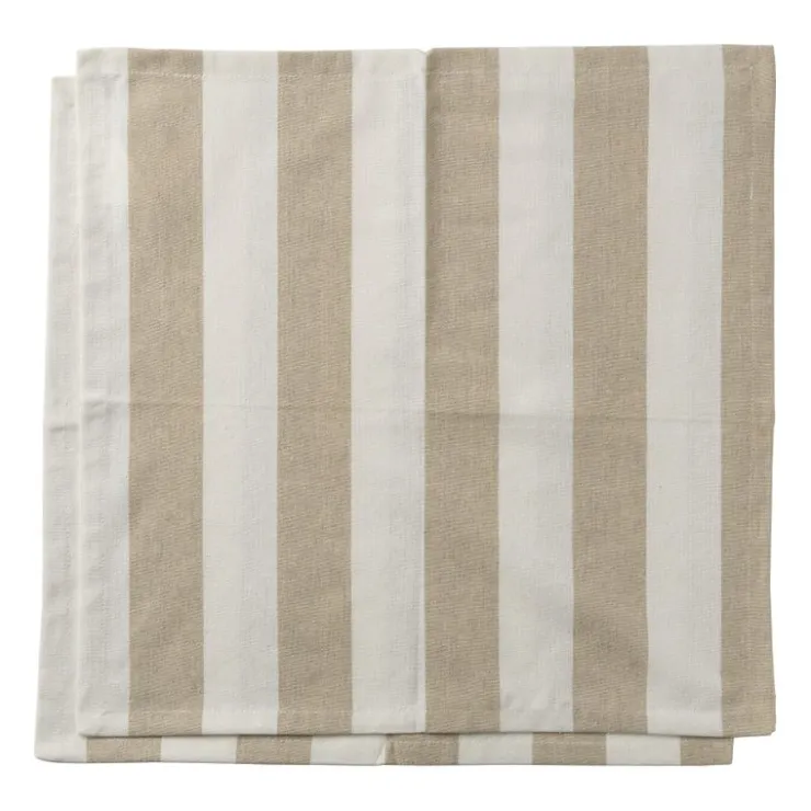 Xenos Servet gestreept - wit/beige - set van 2 - 40x40 cm- Servetten|Kertservetten