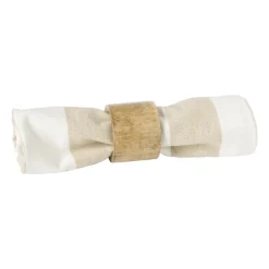 Xenos Servet gestreept - wit/beige - set van 2 - 40x40 cm- Servetten|Kertservetten