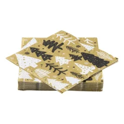 Xenos Servet kerstbomen - goud - 33x33 cm- Papieren Servetten|Kertservetten