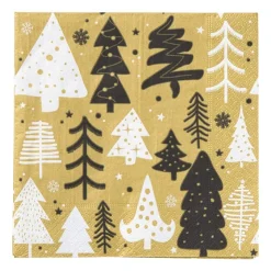 Xenos Servet kerstbomen - goud - 33x33 cm- Papieren Servetten|Kertservetten