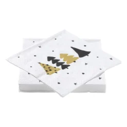 Xenos Servet kerstbomen - wit - 33x33 cm- Papieren Servetten|Kertservetten