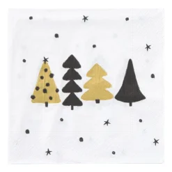 Xenos Servet kerstbomen - wit - 33x33 cm- Papieren Servetten|Kertservetten