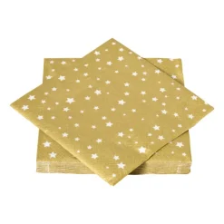 Xenos Servet sterren - wit/goud - 33x33 cm- Kertservetten
