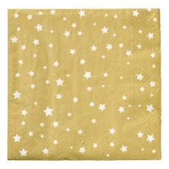 Xenos Servet sterren - wit/goud - 33x33 cm- Kertservetten