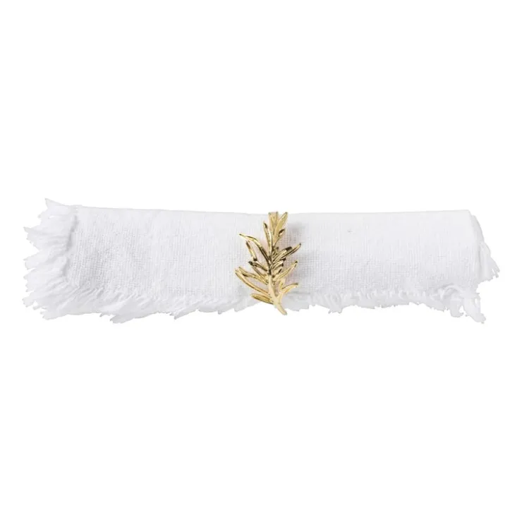 Xenos Servetring Leafs - goudkleurig - ø4x3.5 cm- Servetten|Servetringen