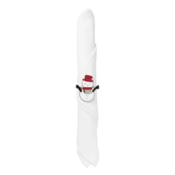 Xenos Servetring sneeuwpop - set van 4 - ø5 cm- Servetten|Servetringen