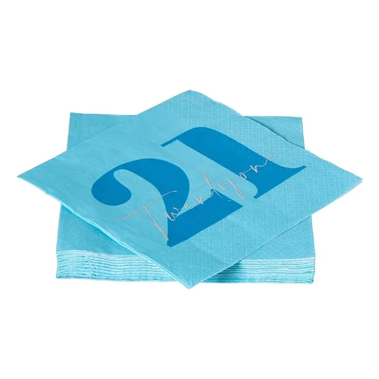 Xenos Servetten 21 jaar - blauw - set van 20- Papieren Servetten|Verjaardagen