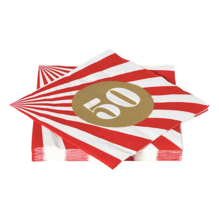 Xenos Servetten 50 jaar - rood - set van 20- Papieren Servetten|Verjaardagen