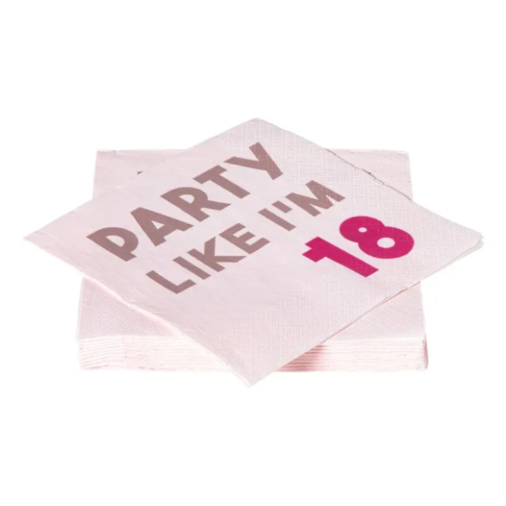 Xenos Servetten 18 jaar - roze - set van 20- Papieren Servetten|Verjaardagen