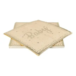 Xenos Servetten baby - goudkleurig - set van 16- Papieren Servetten|Babyshower