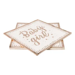 Xenos Servetten baby girl - roze/goudkleurig - set van 16- Papieren Servetten|Babyshower