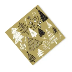 Xenos Servetten boom - set van 20 - goudkleurig - 33x33 cm- Kertservetten