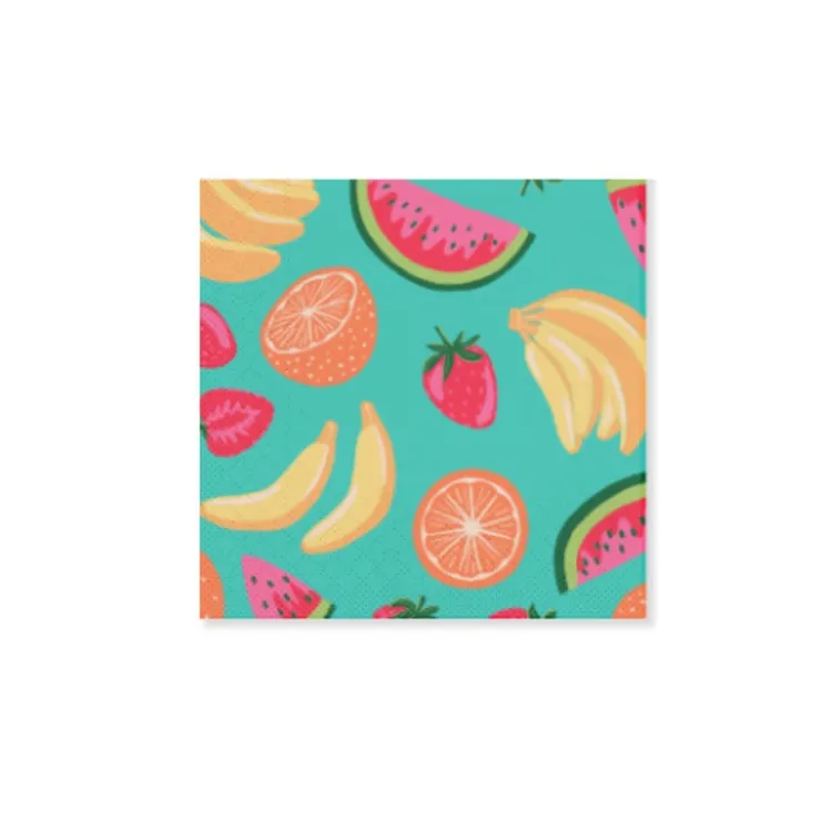 Xenos Servetten fruitprint - multikleur - set van 20- Papieren Servetten