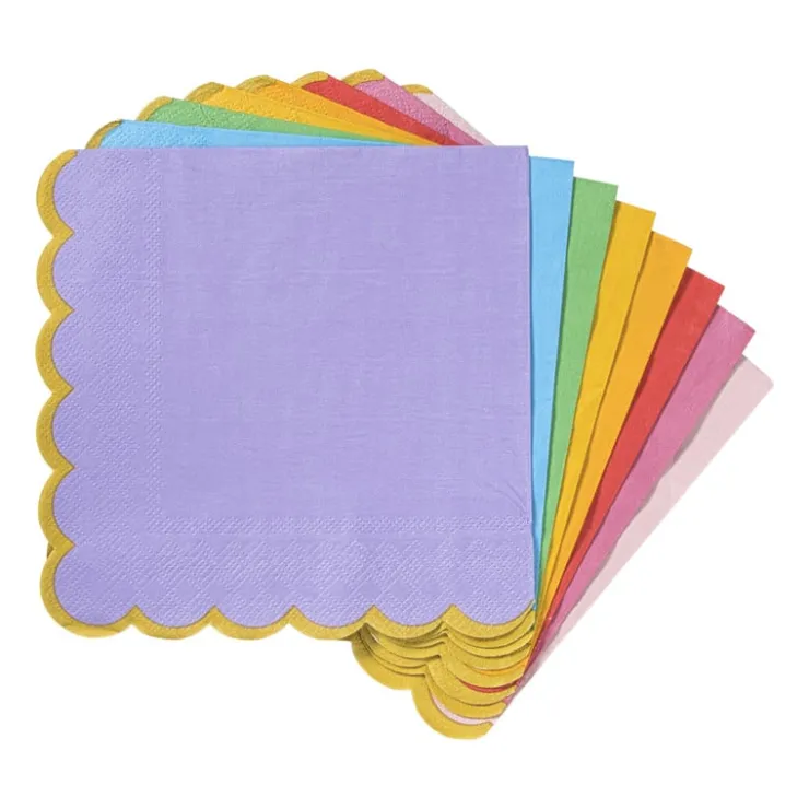 Xenos Servetten kartelrandje - multikleur - set van 16- Papieren Servetten