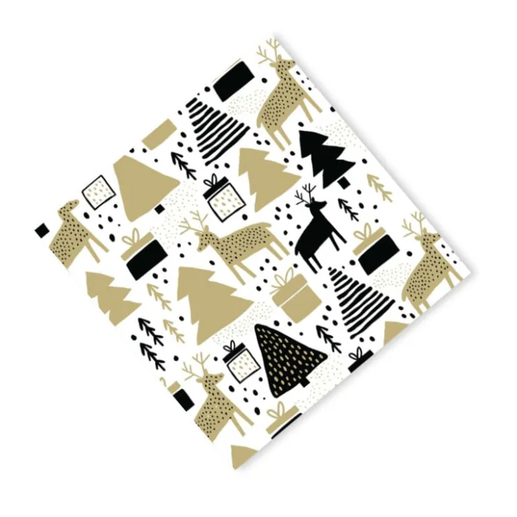 Xenos Servetten rendier boom - set van 20 - wit - 33x33 cm- Kertservetten