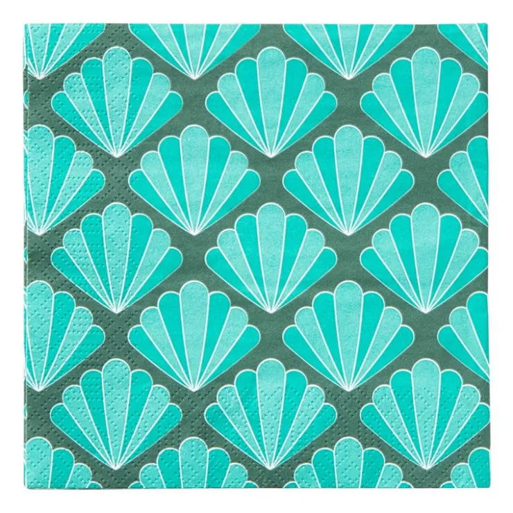 Xenos Servetten schelp - 33x33 cm - set van 20- Papieren Servetten|Servetten