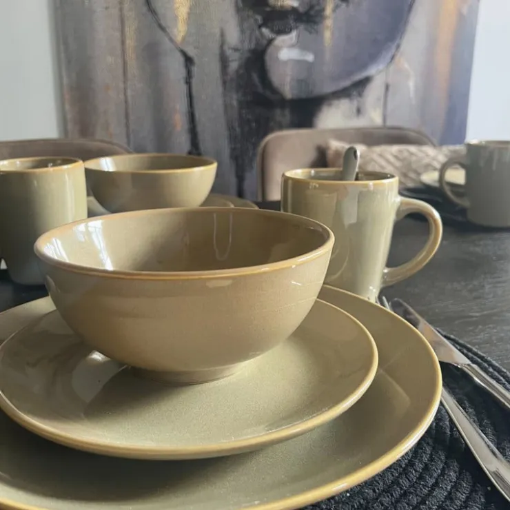 Xenos Serviesset - beige - 16-delig - 4 persoons - reactive glaze- Serviessets