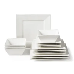 Xenos Serviesset - 16-delig - vierkant - wit - 4 persoons- Serviessets