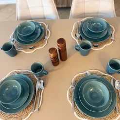 Xenos Serviesset reactive glaze - blauw - 16-delig- Serviessets|Kerstservies