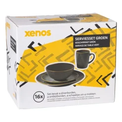 Xenos Serviesset reactive glaze - groen - 16-delig- Serviessets|Kerstservies