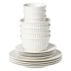 Xenos Serviesset streep - wit - 16-delig- Serviessets|Kerstservies