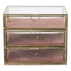 Xenos Sieradendoos met 3 lades - goud/roze - 18x12x15 cm- Sieraden Opbergen