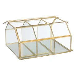 Xenos Sieradenkastje goud - glas - 18.5x12x23 cm- Sieraden Opbergen