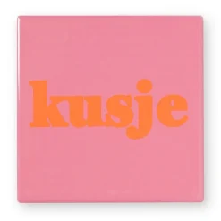 Xenos Siertegel Kusje - roze/oranje - 10x10x0.5 cm- Bruiloft|Kerstcadeaus