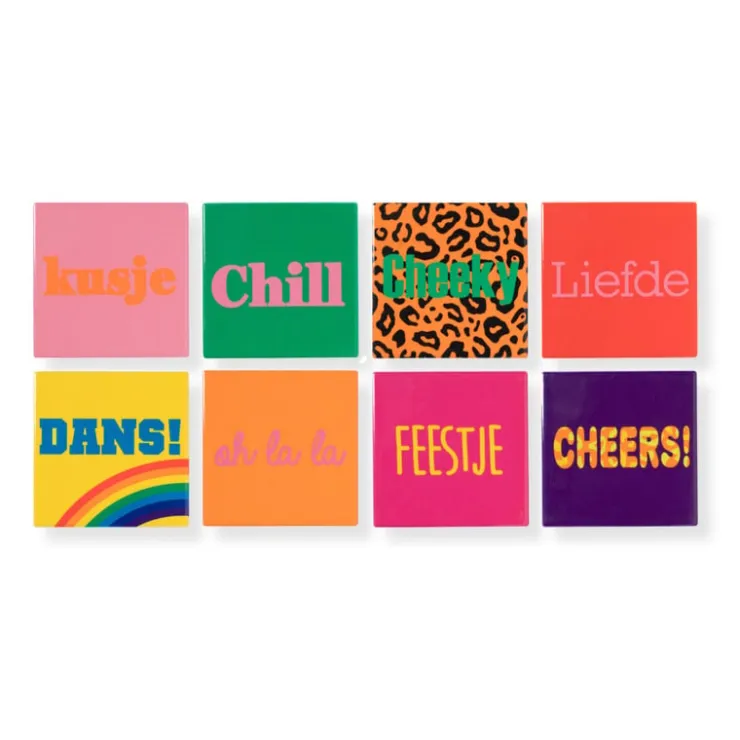 Xenos Siertegel Kusje - roze/oranje - 10x10x0.5 cm- Bruiloft|Kerstcadeaus