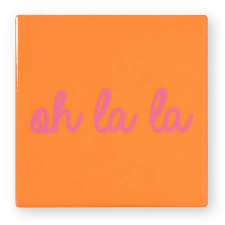 Xenos Siertegel Oh la la - roze/oranje - 10x10x0.5 cm- Kerstcadeaus