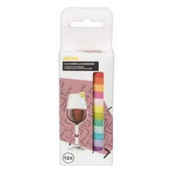 Xenos Siliconen glas markers - 12 stuks - ø1 cm- Rietjes|Kerstcadeaus