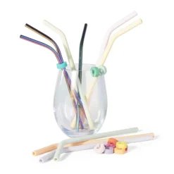 Xenos Siliconen glas markers - 12 stuks - ø1 cm- Rietjes|Kerstcadeaus