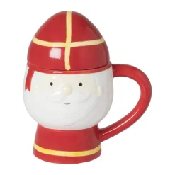 Xenos Sinterklaas mok - rood/geel/wit - 300 ml- Mokken