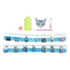 Xenos Sleutelhanger kat - diamond paint - 7x7 cm- Diamond Paintings|Kerstcadeaus