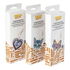 Xenos Sleutelhanger kat - diamond paint - 7x7 cm- Diamond Paintings|Kerstcadeaus