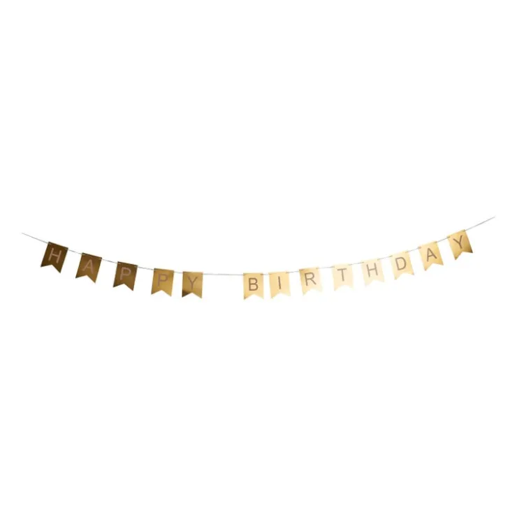 Xenos Slinger happy birthday - goud - 4 meter- Vlaggenlijnen|Slingers